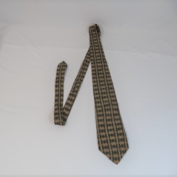 Chaps Ralph Lauren Brown Green Diamond Print Tie - Picture 4 of 5